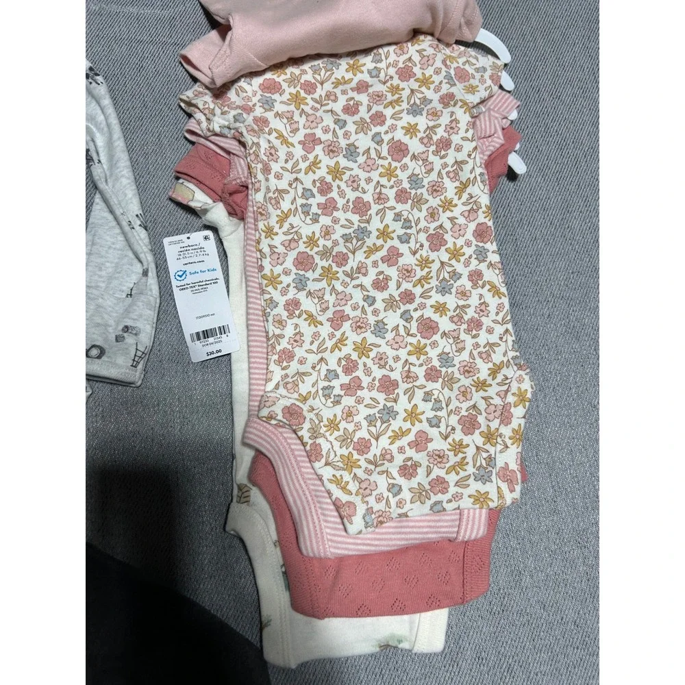 Carters Bodysuits‎ Pants Set Baby Newborn NB Multicolor Floral Farm 8pc Lot